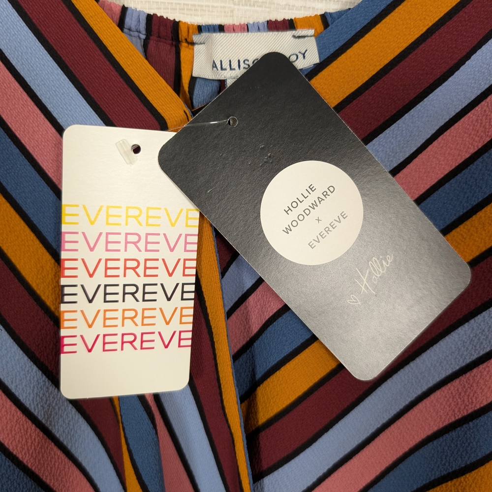 Evereve Hollie Woodward Allison Joy Striped Multicolor Sleeveless Top Tank NWT L - Picture 3 of 7